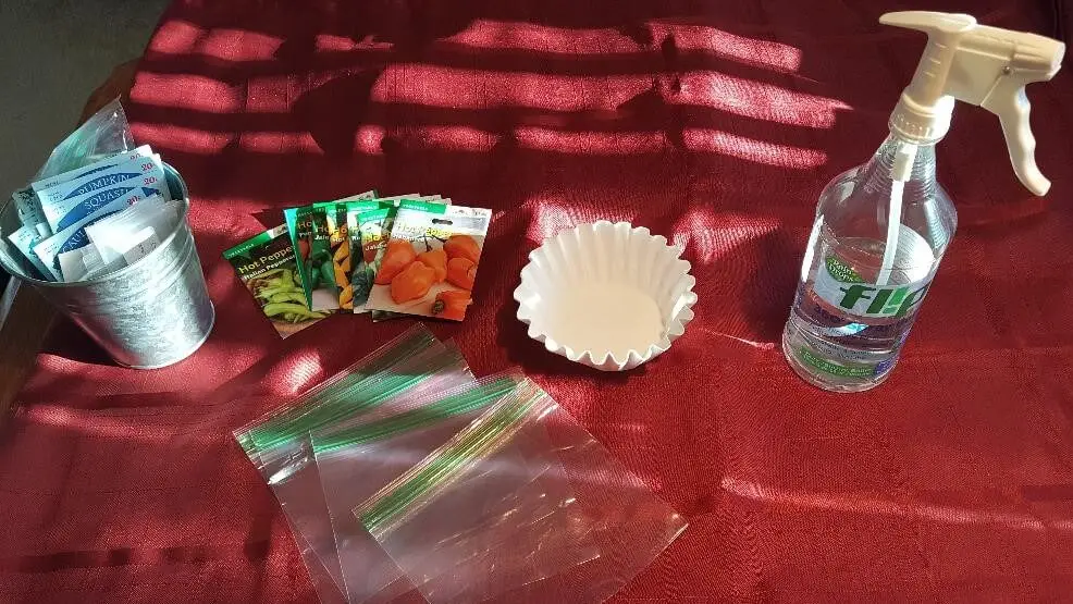 Materials to germinate seeds via the baggie method